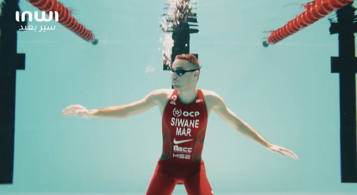 Badr Siwane en natation, dans l'eau